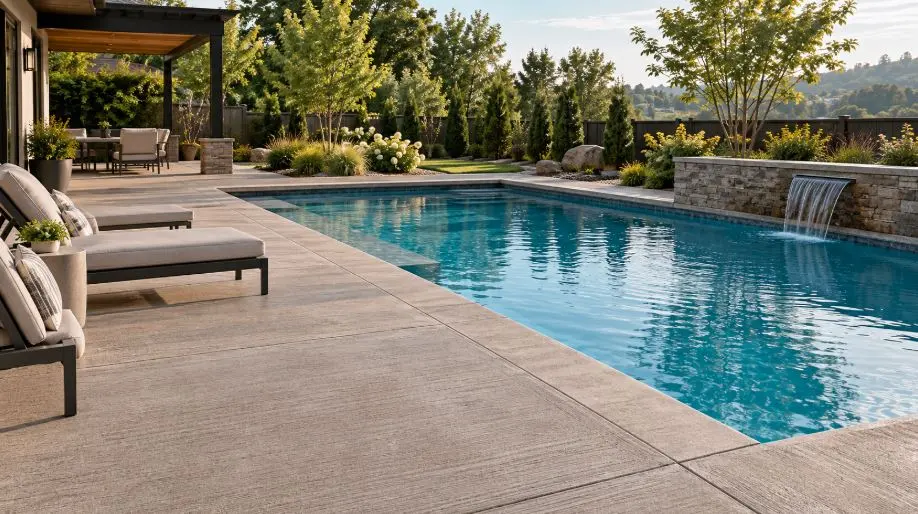 Textured concrete pool deck