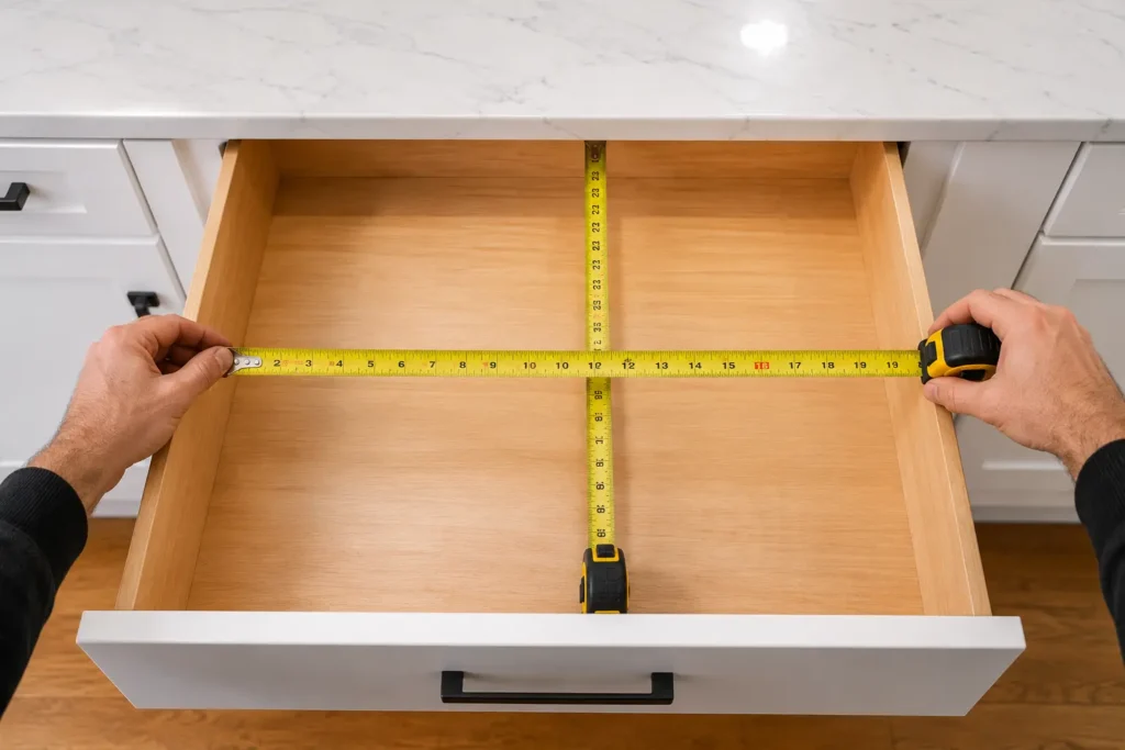 Measure the Usable Interior of your Kitchen Drawer
