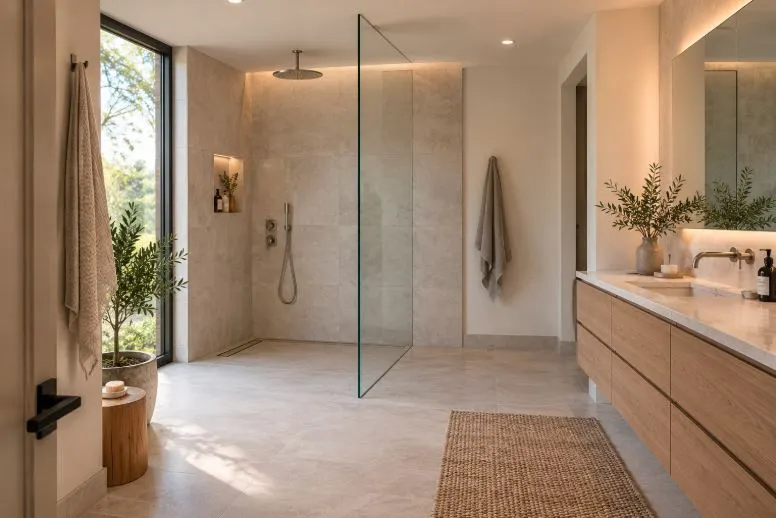 Doorless shower layout