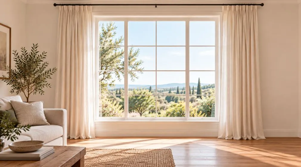 Curtain rod mounted high and wide